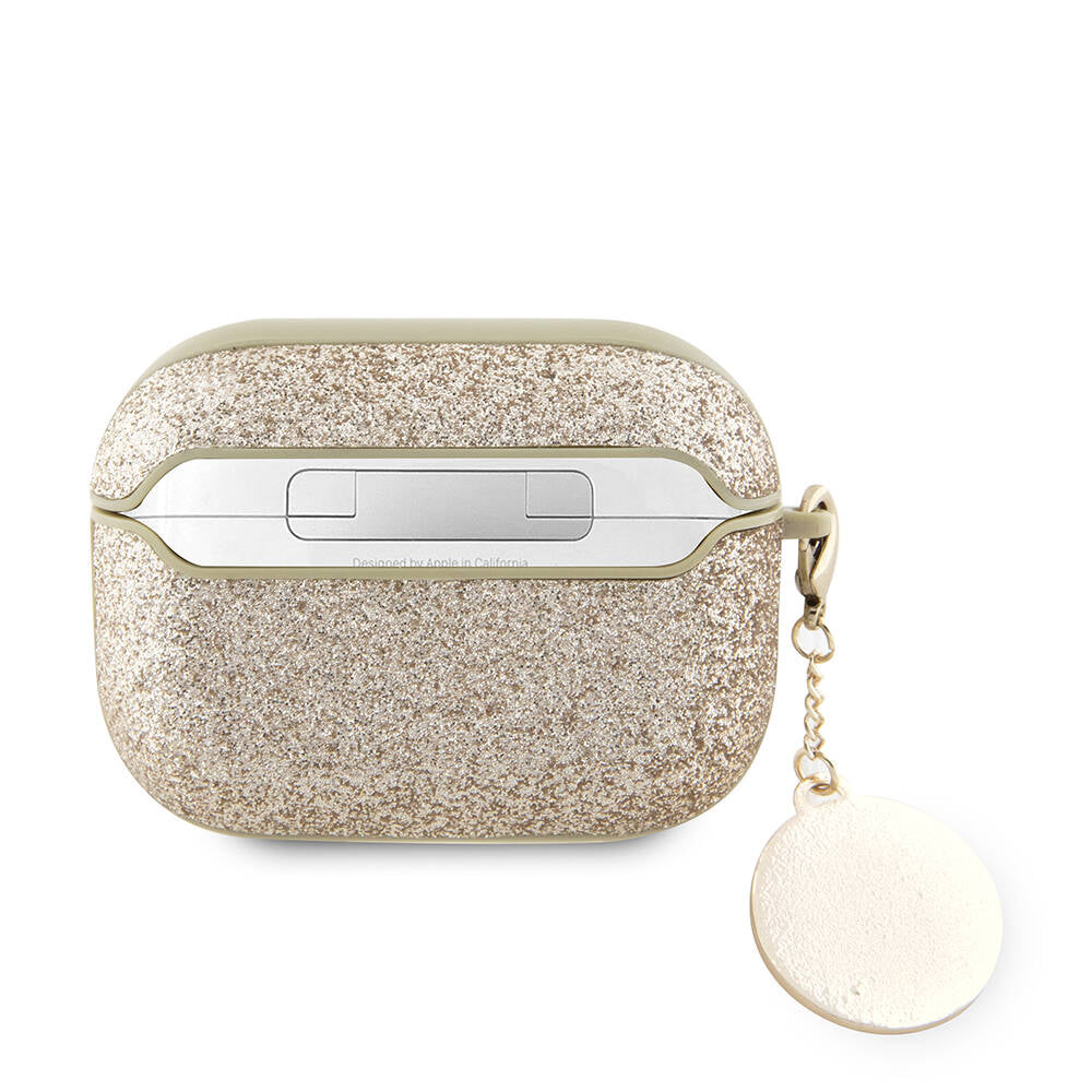 Airpods Pro 2 Kılıf Guess Orijinal Lisanslı Glitter Elmas Kalp Süs Zincirli Kılıf