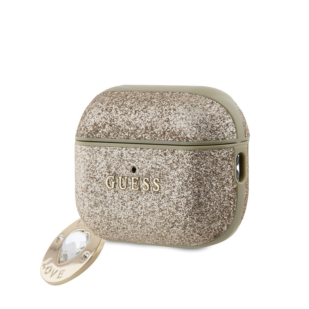 Airpods Pro 2 Kılıf Guess Orijinal Lisanslı Glitter Elmas Kalp Süs Zincirli Kılıf