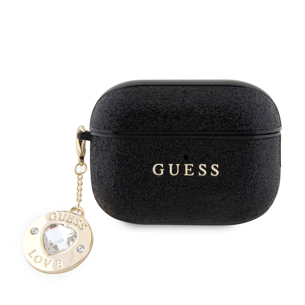 Airpods Pro 2 Kılıf Guess Orijinal Lisanslı Glitter Elmas Kalp Süs Zincirli Kılıf