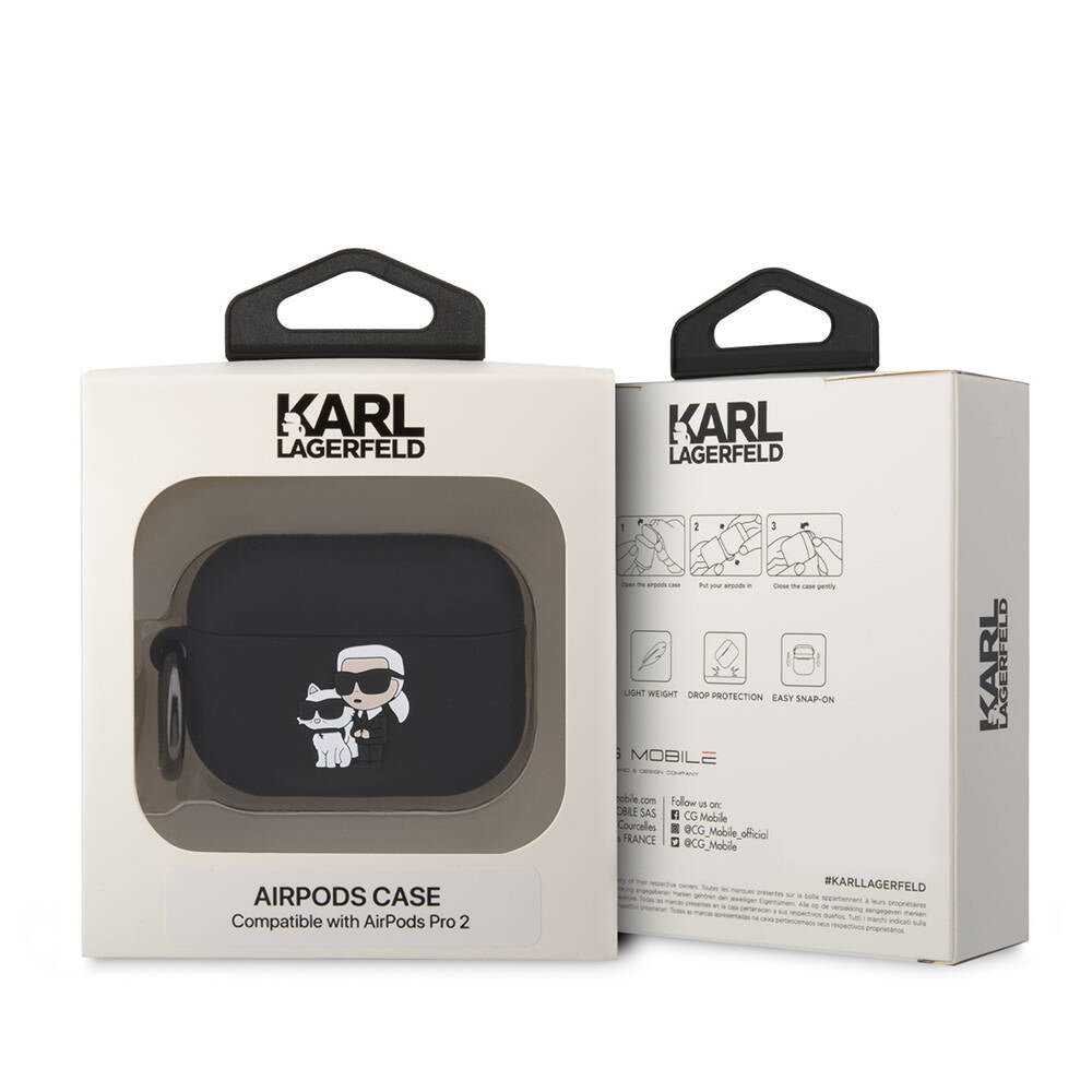 Airpods Pro 2 Kılıf Karl Lagerfeld orijinal Lisanslı Karl & Choupette 3D Silikon Kılıf