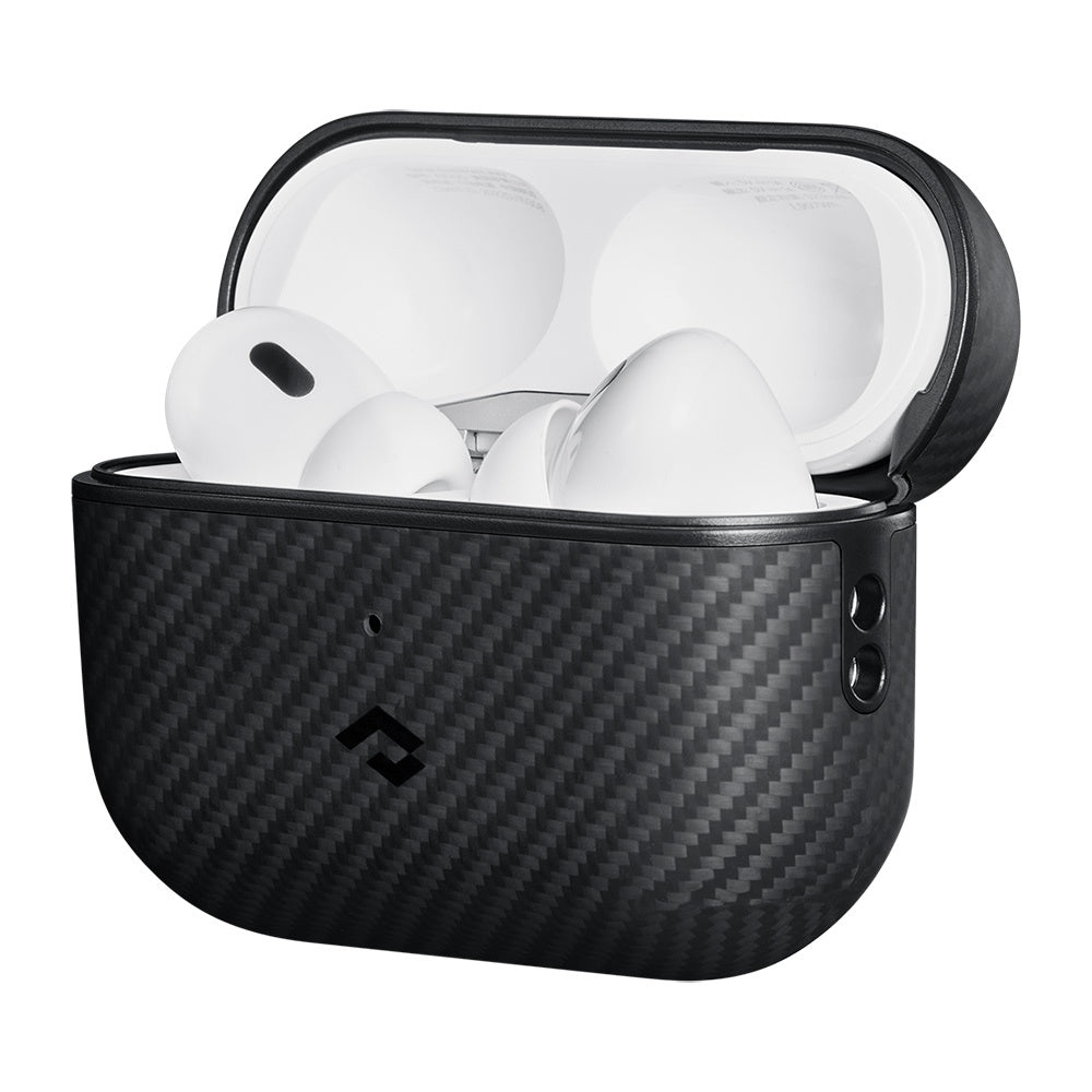 Airpods Pro 2 Kılıf M-safe Şarj Özellikli 600D Aramid Fiber Pitaka Classic Serisi Black-Grey Twill Kılıf