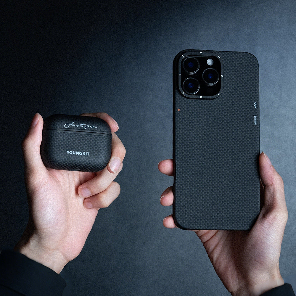Airpods Pro 2 Kılıf M-safe Şarj Özellikli Aramid Fiber Youngkit 1500D Kevlar Extreme Wing Serisi Kılıf