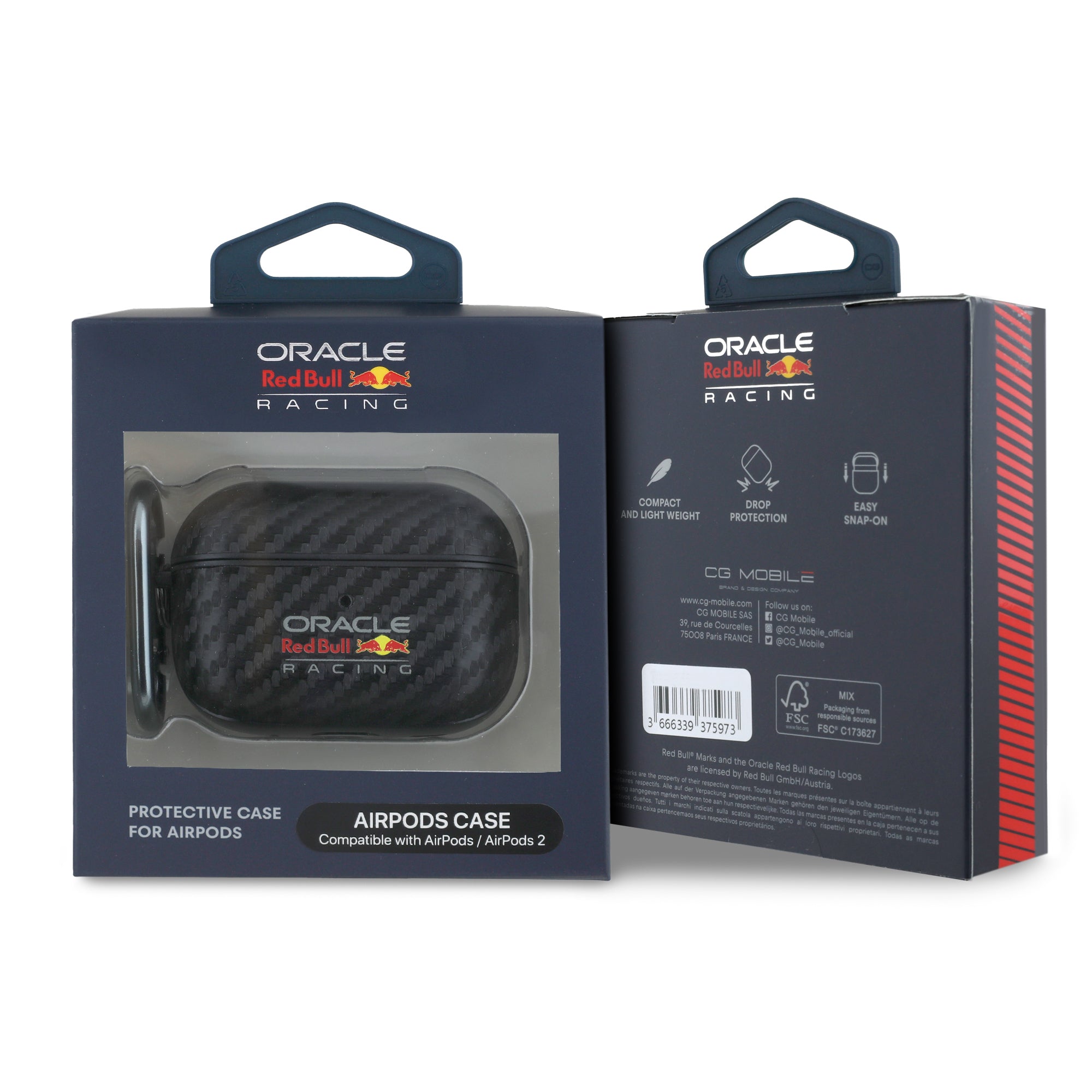 Airpods Pro 2 Kılıf Redbull Orijinal Lisanslı PU Karbon Fiber Tasarımlı Askı Aparatlı Kılıf
