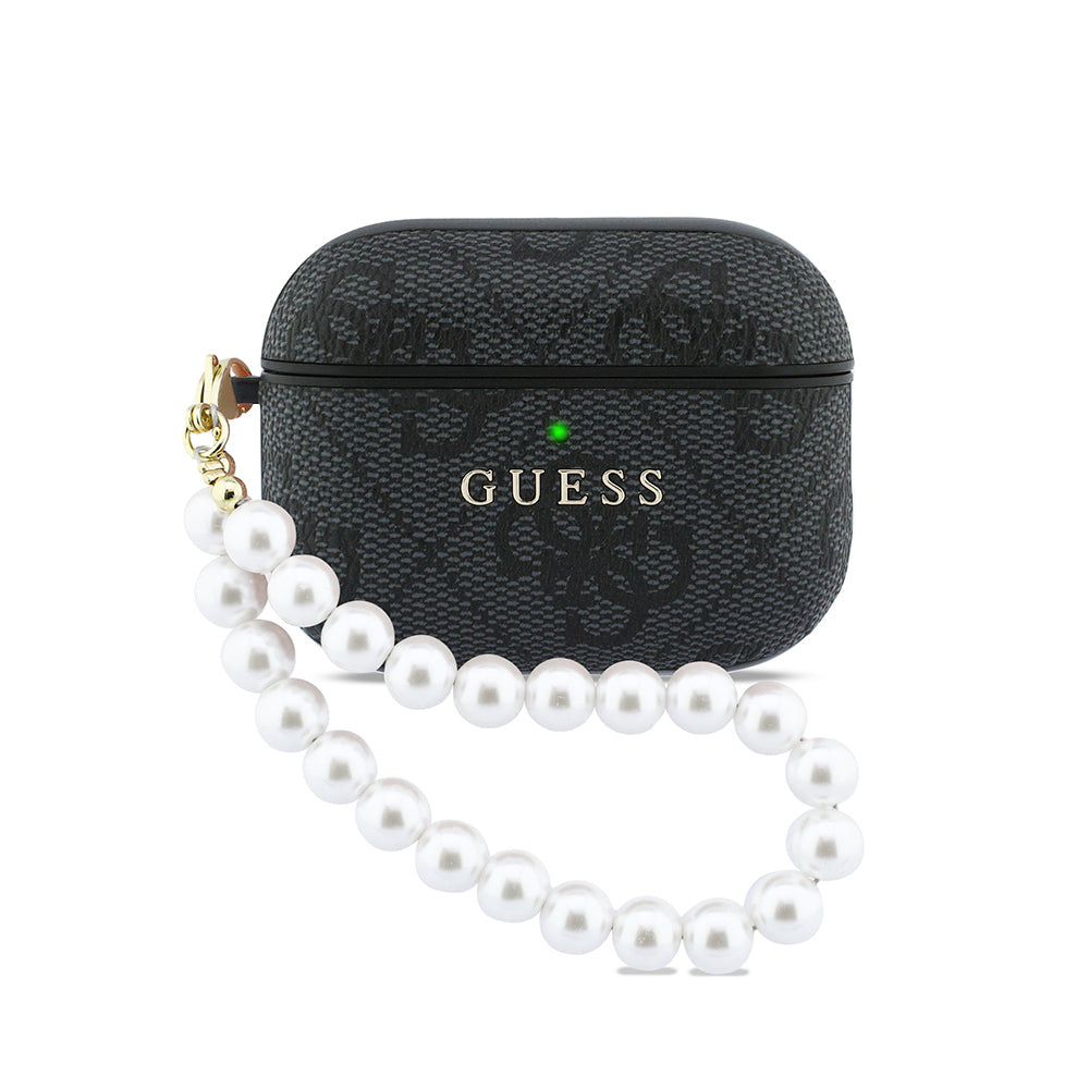 Airpods Pro 3 Kılıf Guess Orijinal Lisanslı 4G Desenli İnci Bilek Askılı Kılıf