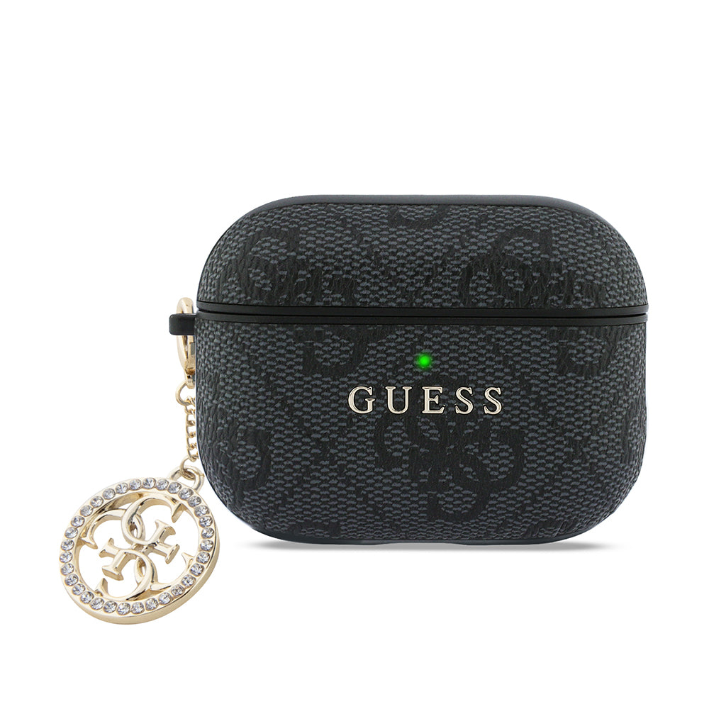 Airpods Pro 3 Kılıf Guess Orijinal Lisanslı PU Deri 4G Desenli 4G Charm Kılıf