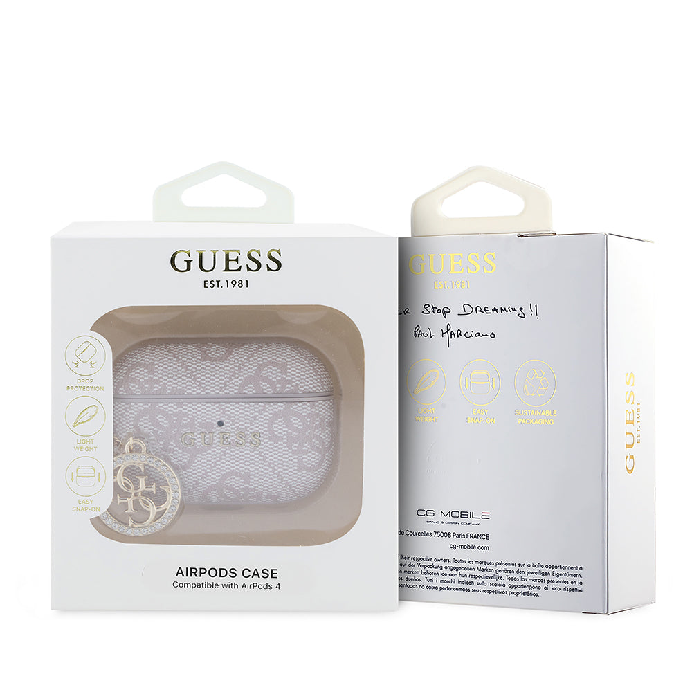 Airpods Pro 3 Kılıf Guess Orijinal Lisanslı PU Deri 4G Desenli 4G Charm Kılıf