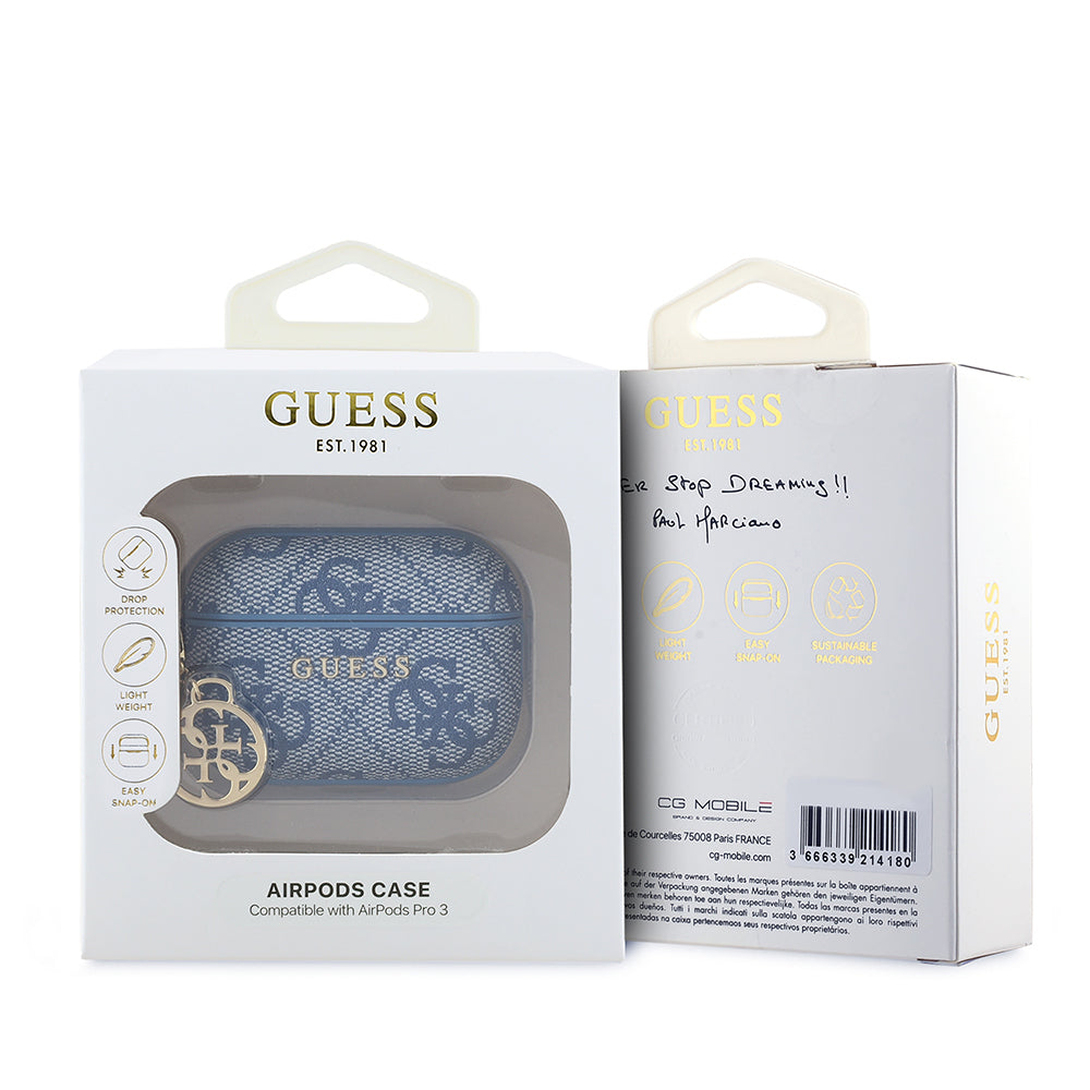 Airpods Pro 3 Kılıf Guess Orijinal Lisanslı PU Deri 4G Desenli 4G Sade Askılı Kılıf