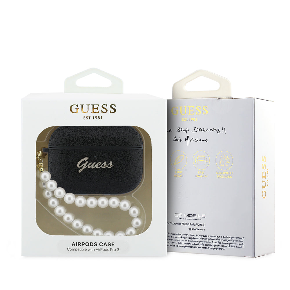 Airpods Pro 3 Kılıf Guess Glitter İnci Bilek Askılı Kılıf