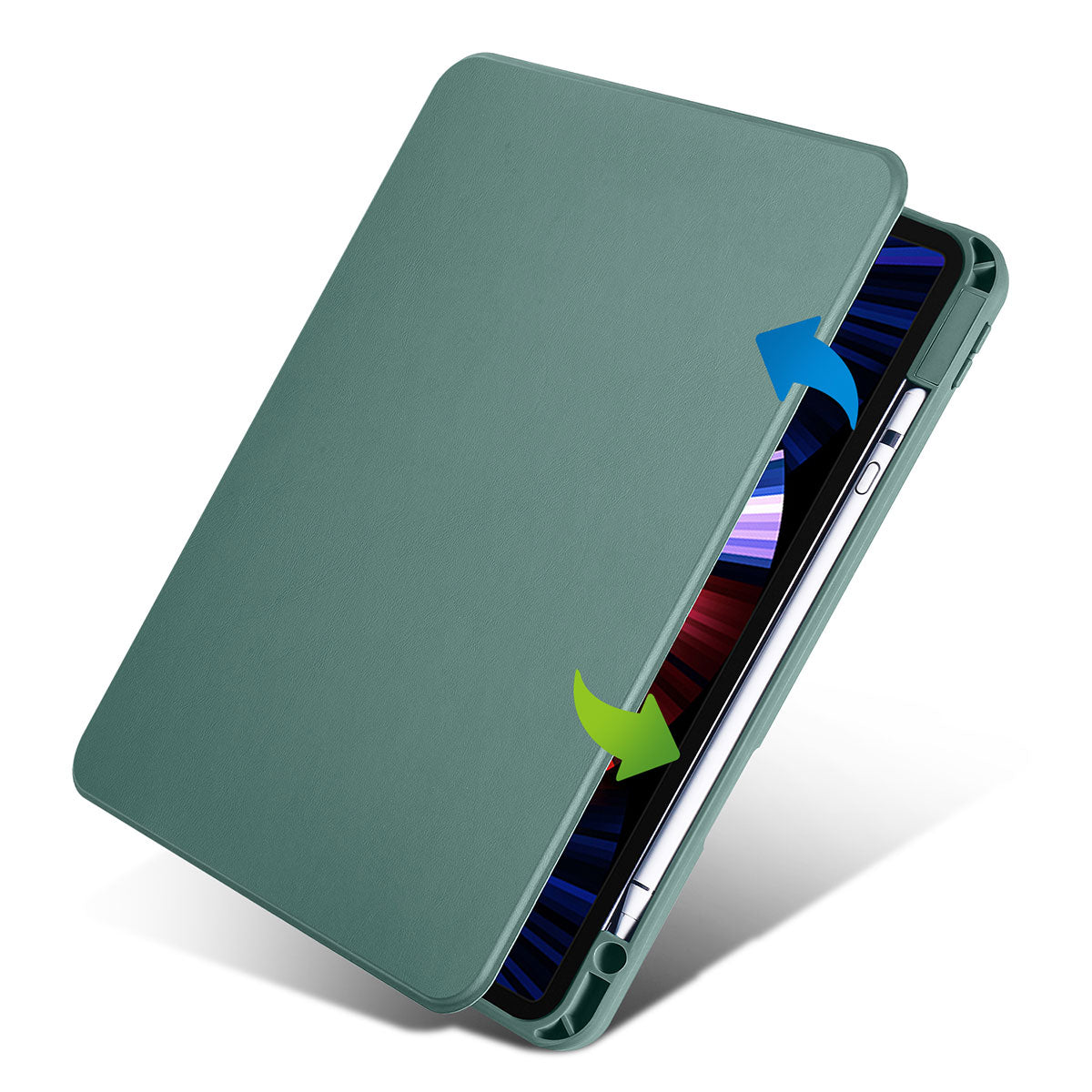 iPad 10.2 2021 (9.Nesil) Kılıf Zore Termik Kalem Bölmeli Dönebilen Standlı Kılıf
