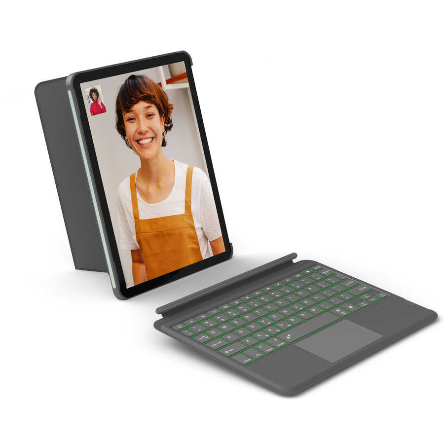 iPad 10.2 (8.Nesil) Wiwu Combo Led Işıklı Magnetik Standlı Klavyeli Kılıf