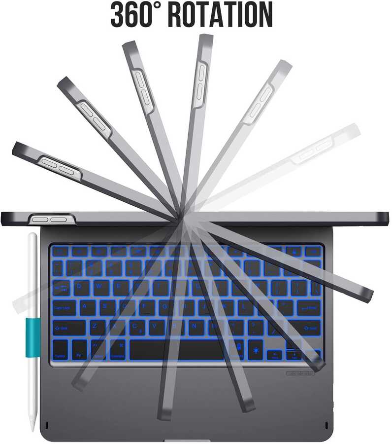 iPad 10.2 (8.Nesil) Wiwu Waltz Rotating Keyboard Kablosuz Dönebilen Klavye