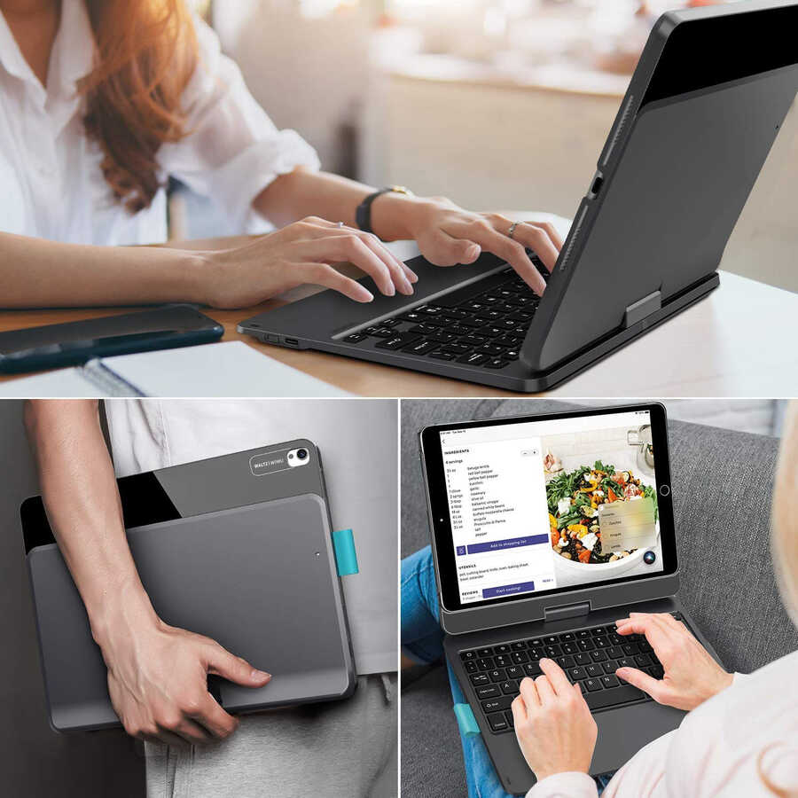 iPad 10.2 (8.Nesil) Wiwu Waltz Rotating Keyboard Kablosuz Dönebilen Klavye