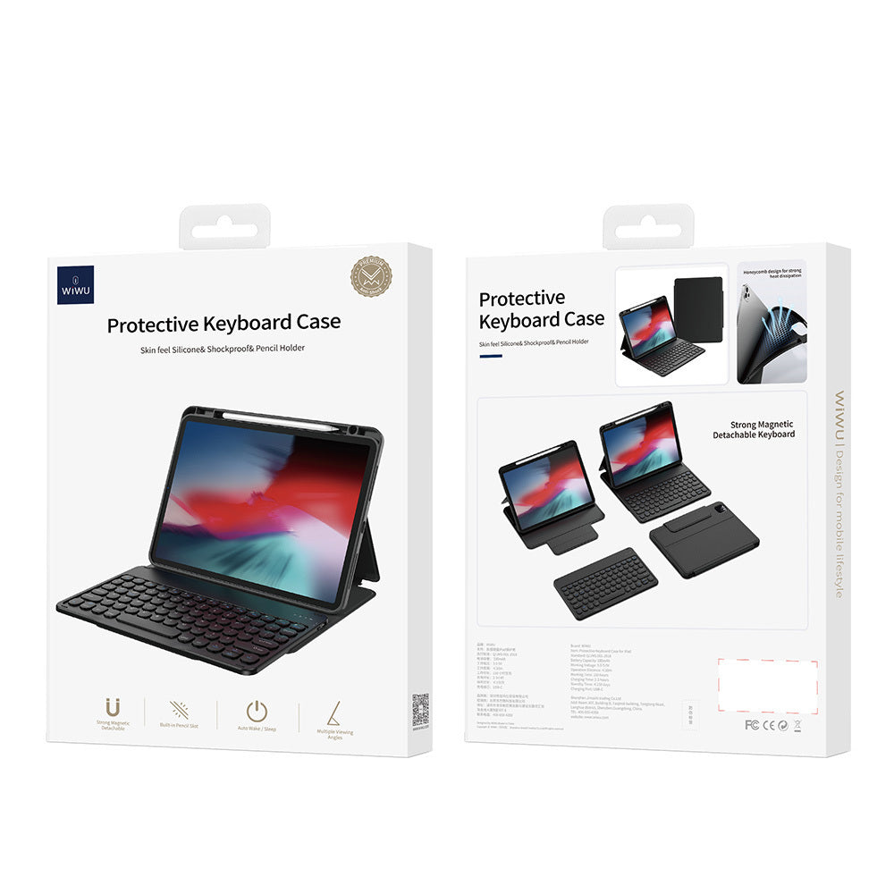 iPad 11.Nesil 2025 Wiwu Protective Gizli Kalem Bölmeli Klavyeli Kılıf