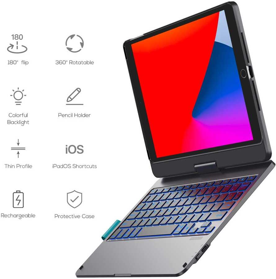 iPad Air 10.9 2020 (4.Nesil) Wiwu Waltz Rotating Keyboard Kablosuz Dönebilen Klavye