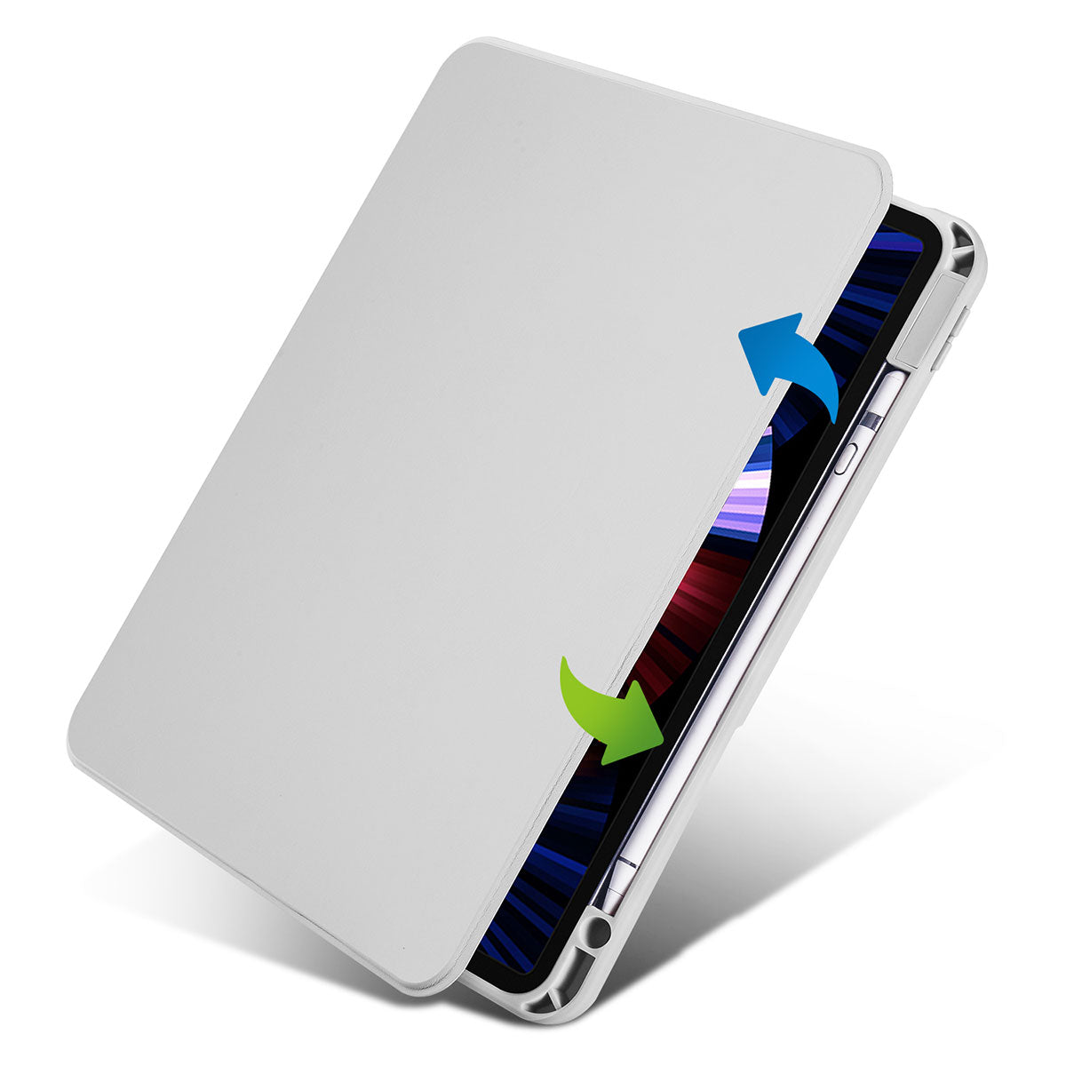 iPad Air 10.9 2022 (5.Nesil) Kılıf Zore Termik Kalem Bölmeli Dönebilen Standlı Kılıf