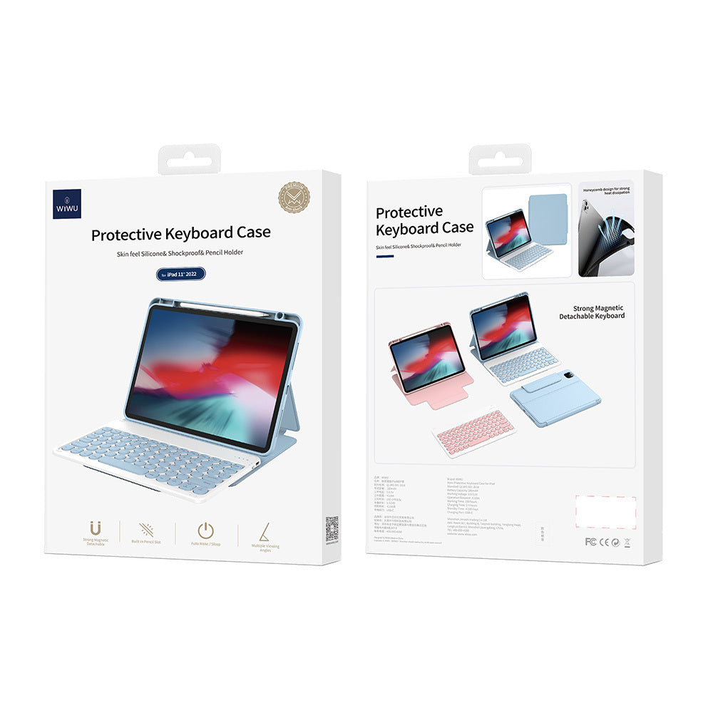 iPad Air 10.9 2022 (5.Nesil) Wiwu Protective Gizli Kalem Bölmeli Klavyeli Kılıf