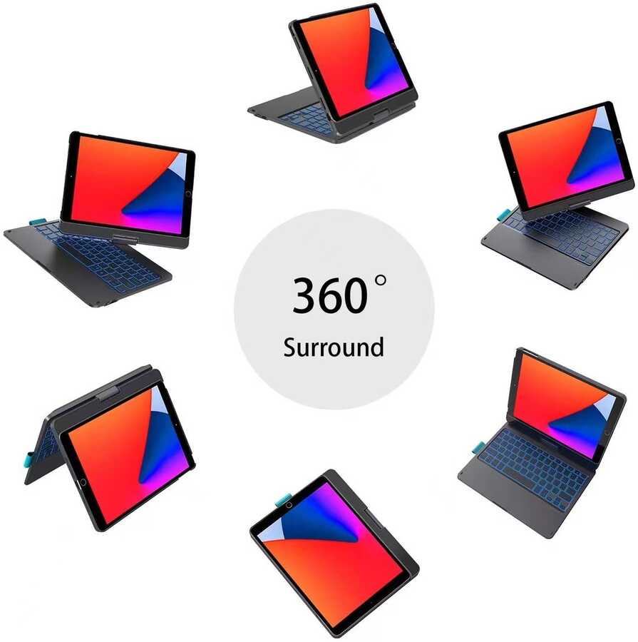 iPad Air 10.9 2022 (5.Nesil) Wiwu Waltz Rotating Keyboard Kablosuz Dönebilen Klavye