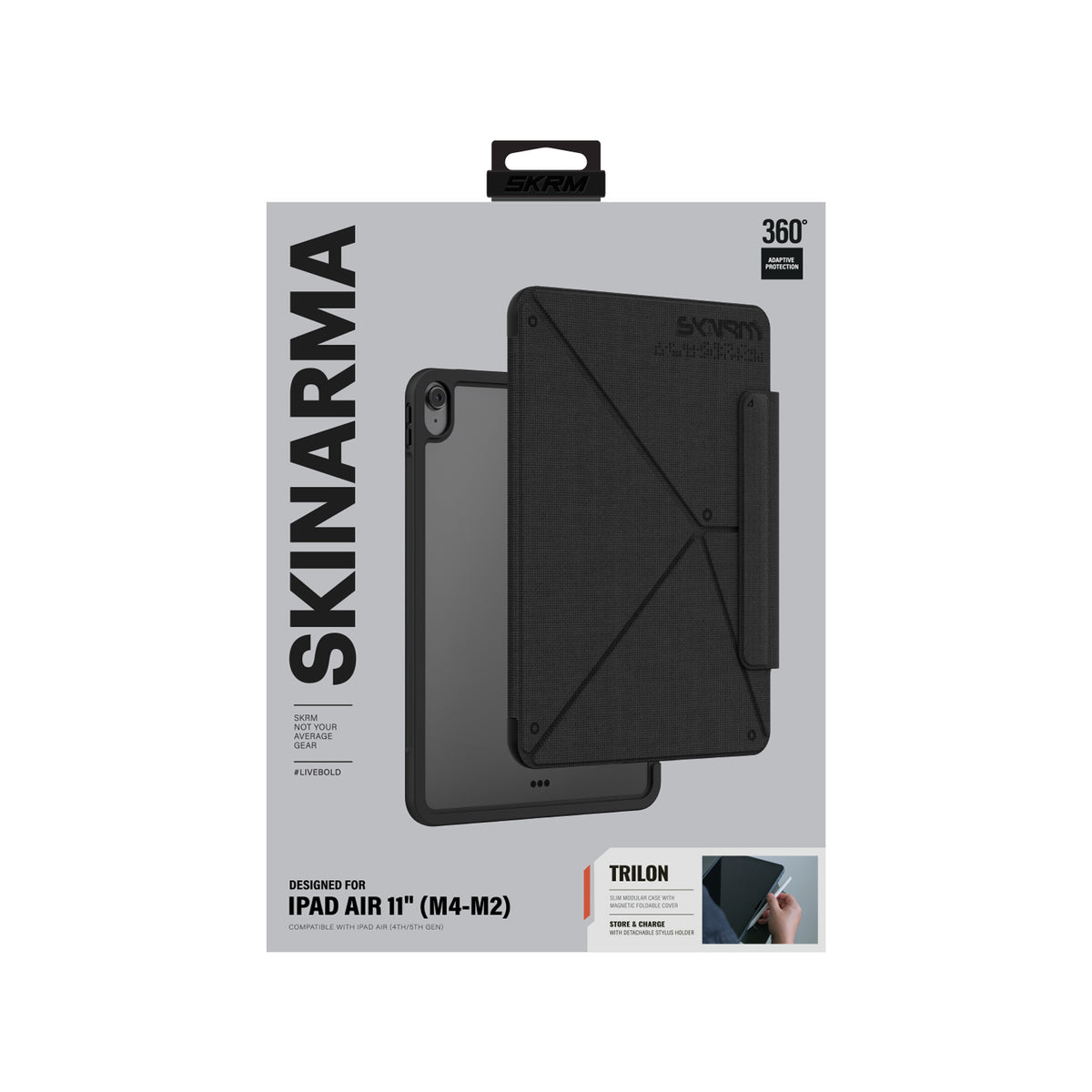 iPad Air 11 2024 Kılıf Skinarma Kalemlikli Dokulu Tasarım Standlı Magnetik Trilon Kılıf