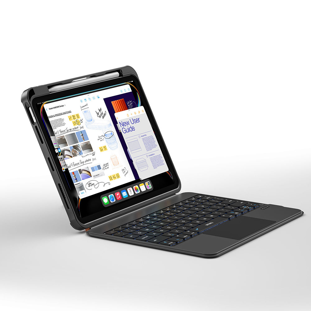 iPad Air 11 2024 Wiwu MK-007 Combo Pro Kalem Bölmeli Klavyeli Standlı Kılıf
