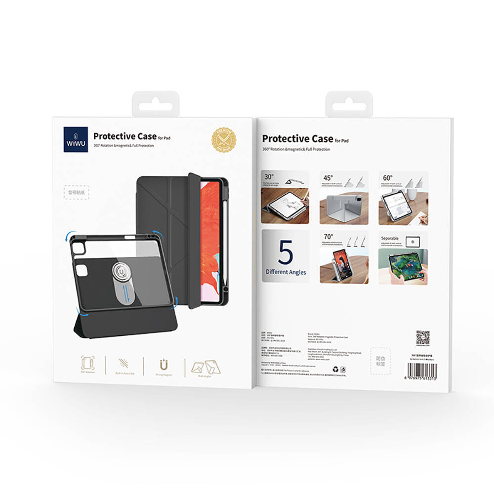 iPad Air 12.9 2022 M2 Wiwu 360° Dönebilen Standlı Magnetik Koruyucu Tablet Kılıfı