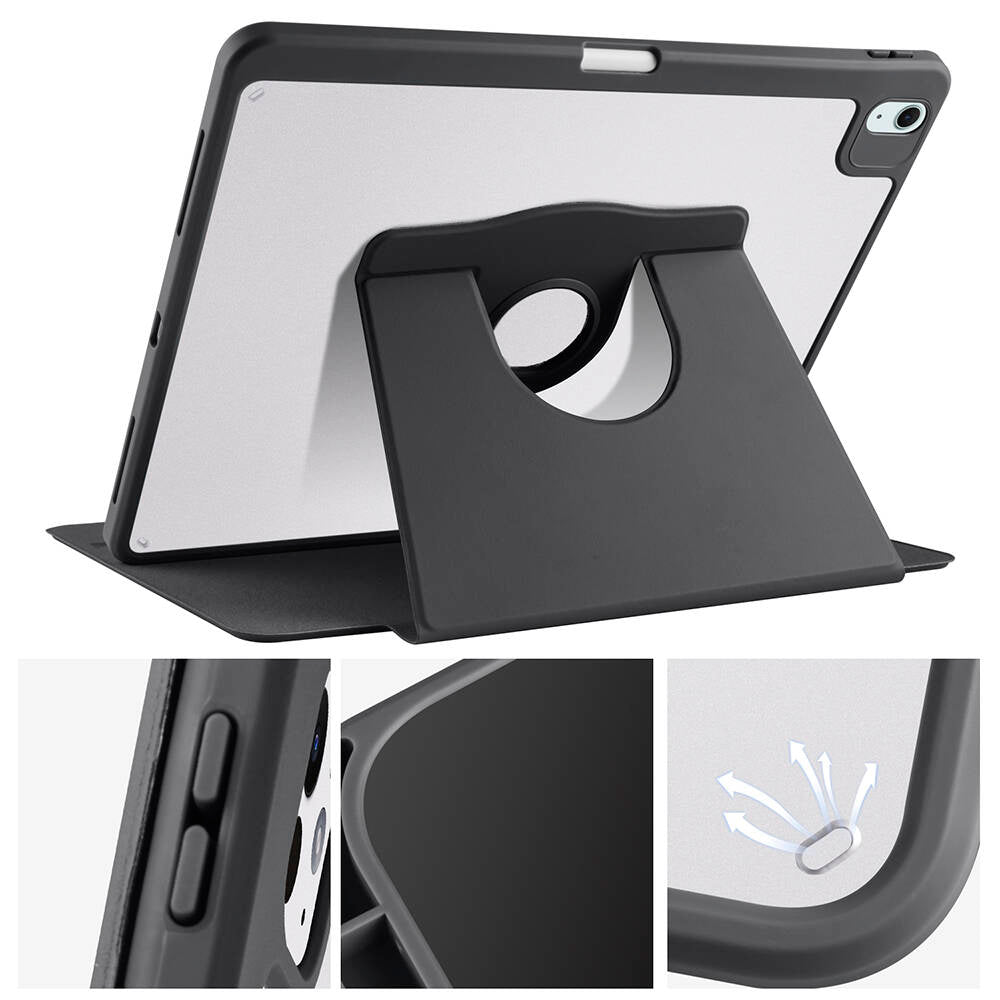 iPad Air 13 2025 M3 Kılıf Zore Termik Kalem Bölmeli Dönebilen Standlı Kılıf