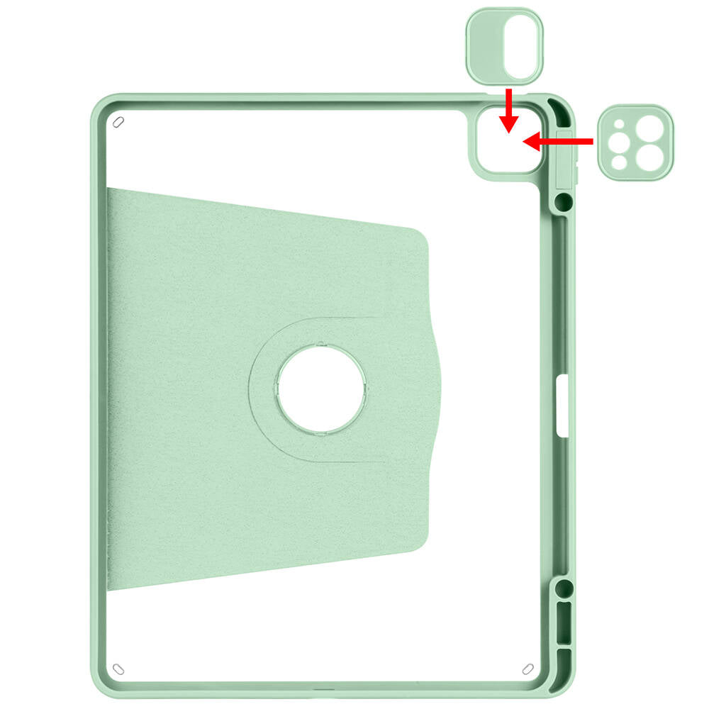 iPad Pro 11 2018 Kılıf Zore Termik Kalem Bölmeli Dönebilen Standlı Kılıf