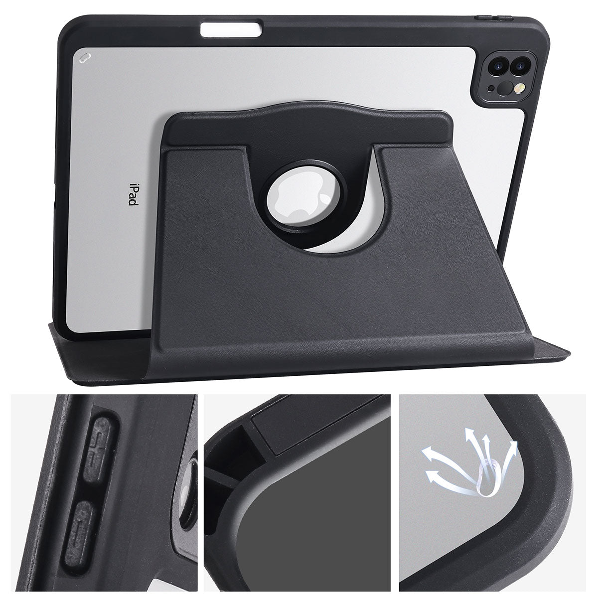 iPad Pro 11 2020 (2.Nesil) Kılıf Zore Termik Kalem Bölmeli Dönebilen Standlı Kılıf