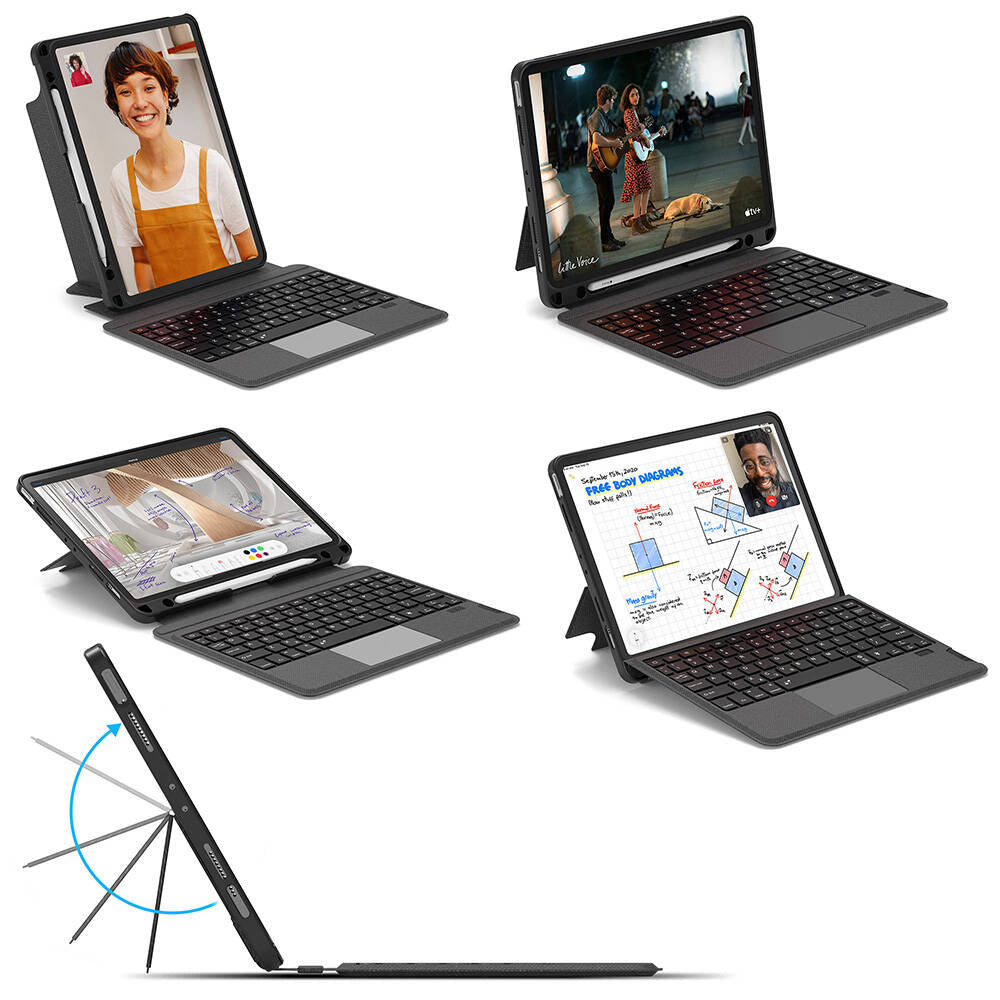 iPad Pro 11 2024 Wiwu Mag Touch Klavyeli Standlı Kılıf