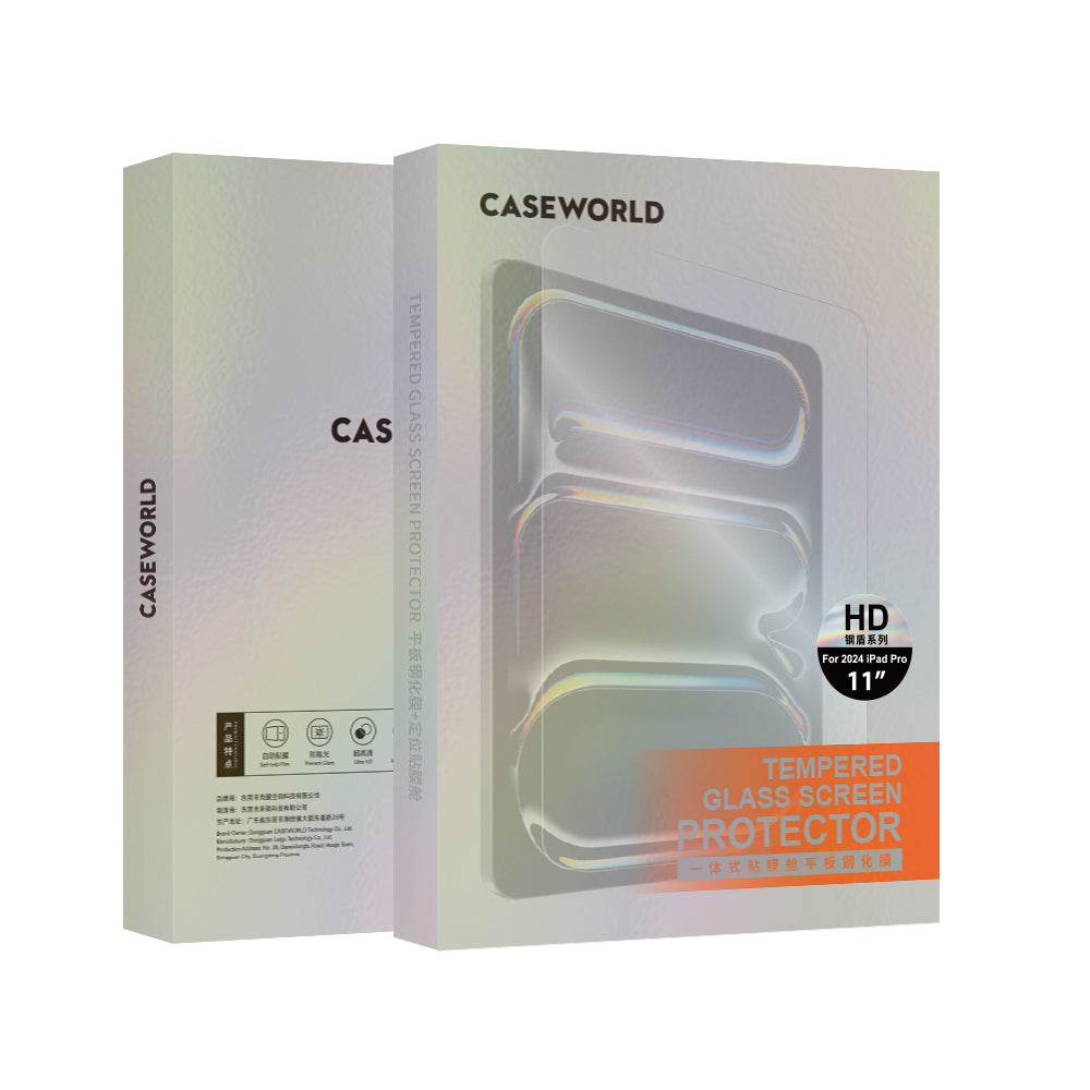 iPad Pro 11 2025 M5 CaseWorld Steel Shield Serisi Temperli Cam Ekran Koruyucu + Uygulama Aparatı