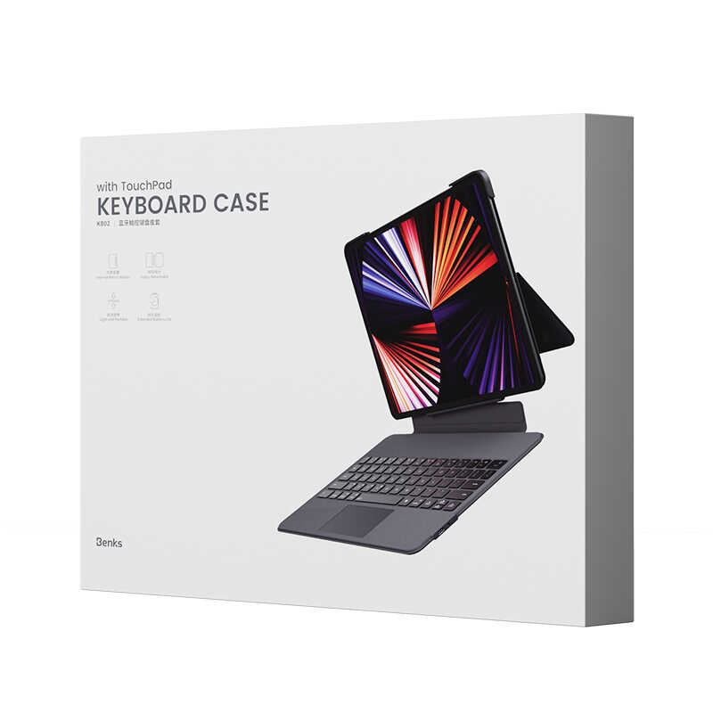 iPad Pro 12.9 2021 (5.Nesil) Benks KB02 Kablosuz Klavyeli Kılıf