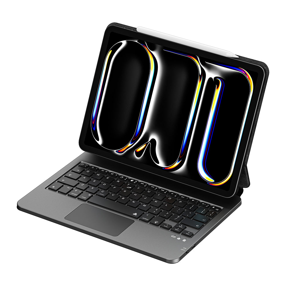 iPad Pro 12.9 2021 (5.Nesil) Wiwu MK-003 Gizli Kalem Bölmeli Klavyeli Standlı Kılıf