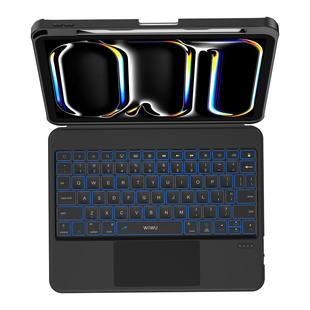 iPad Pro 12.9 2021 (5.Nesil) Wiwu MK-007 Combo Pro Kalem Bölmeli Klavyeli Standlı Kılıf