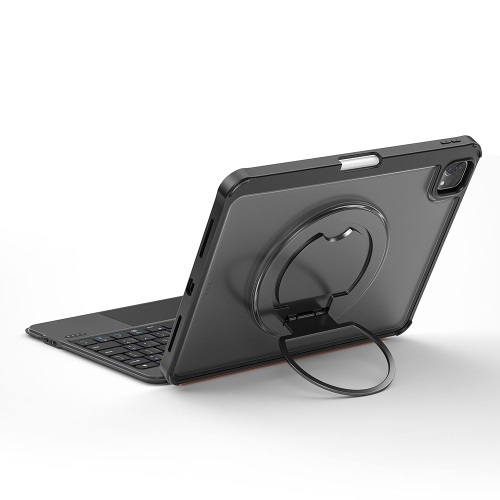 iPad Pro 12.9 2021 (5.Nesil) Wiwu MK-007 Combo Pro Kalem Bölmeli Klavyeli Standlı Kılıf