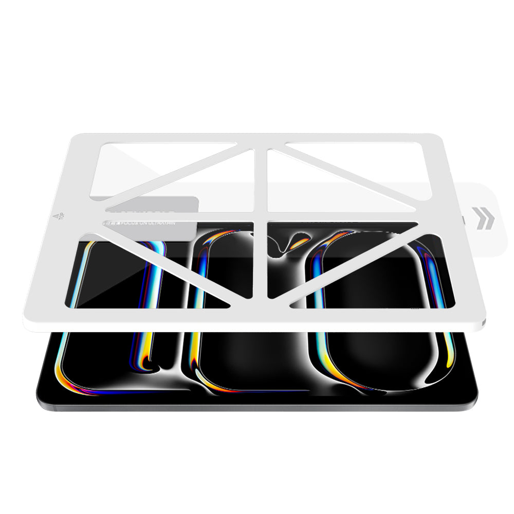 iPad Pro 13 2024 CaseWorld Steel Shield Serisi Temperli Cam Ekran Koruyucu + Uygulama Aparatı