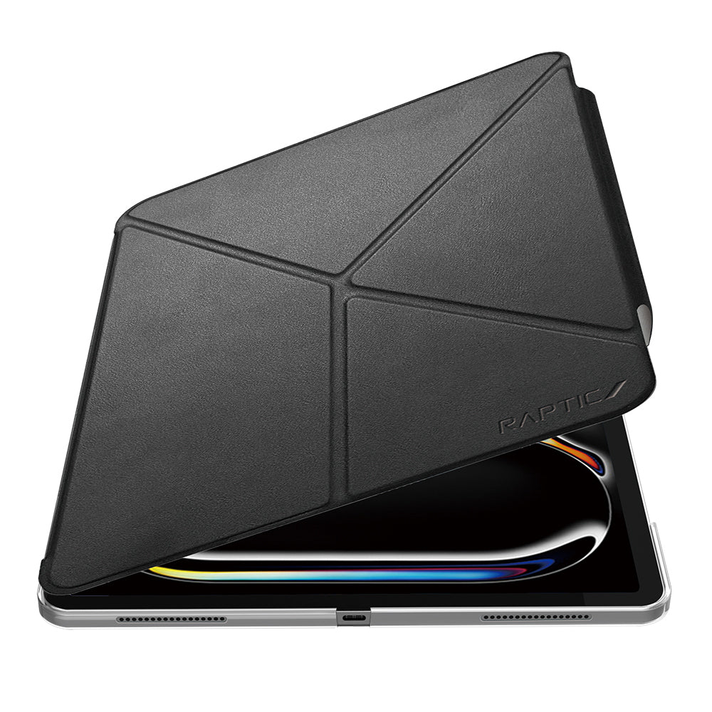 iPad Pro 13 2024 Raptic Clear Folio Airbagli Şeffaf Kılıflı Katlanabilir Standlı Kılıf