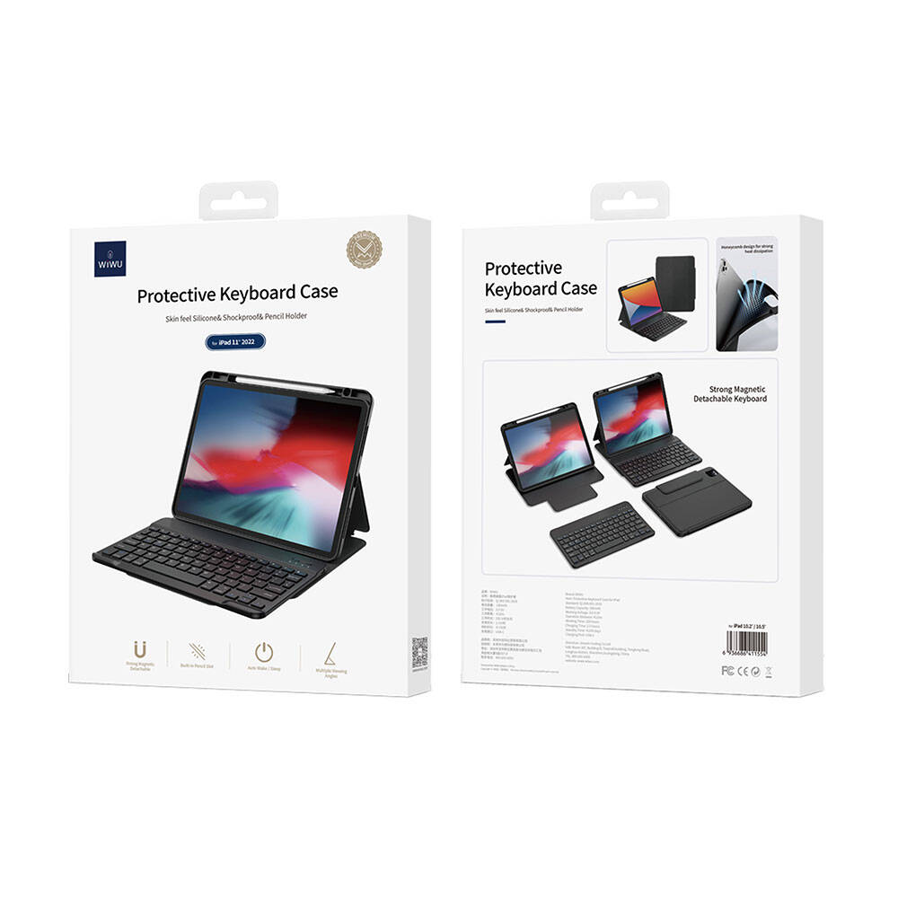 iPad Pro 13 2024 Wiwu Protective Gizli Kalem Bölmeli Klavyeli Kılıf