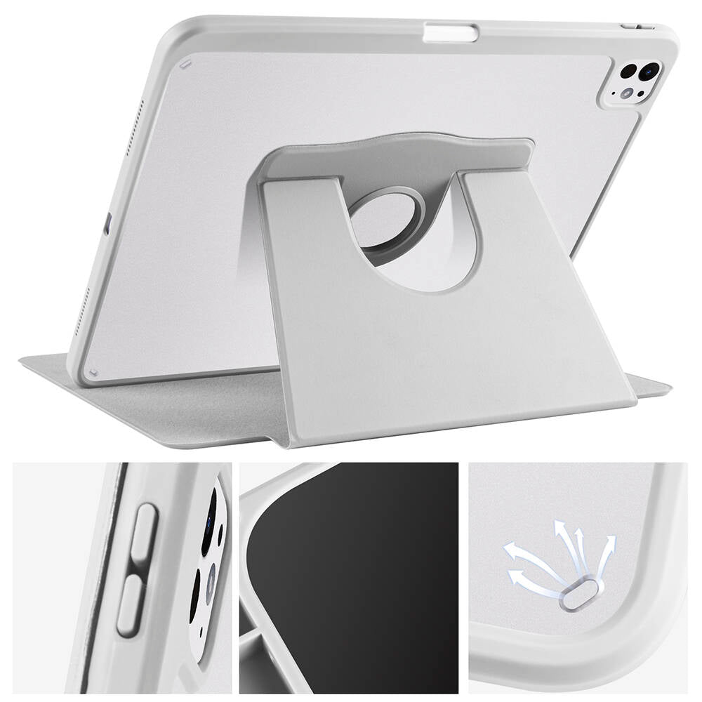 iPad Pro 13 2025 M5 Kılıf Zore Termik Kalem Bölmeli Dönebilen Standlı Kılıf