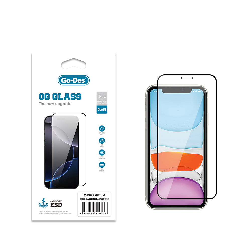 iPhone 11 Go Des OG Glass Antistatik Temperli Cam Ekran Koruyucu