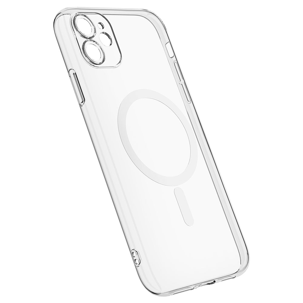 iPhone 11 Kamera Korumalı M-Safe Şarj Özellikli Şeffaf Zore London Sert PC Kılıf