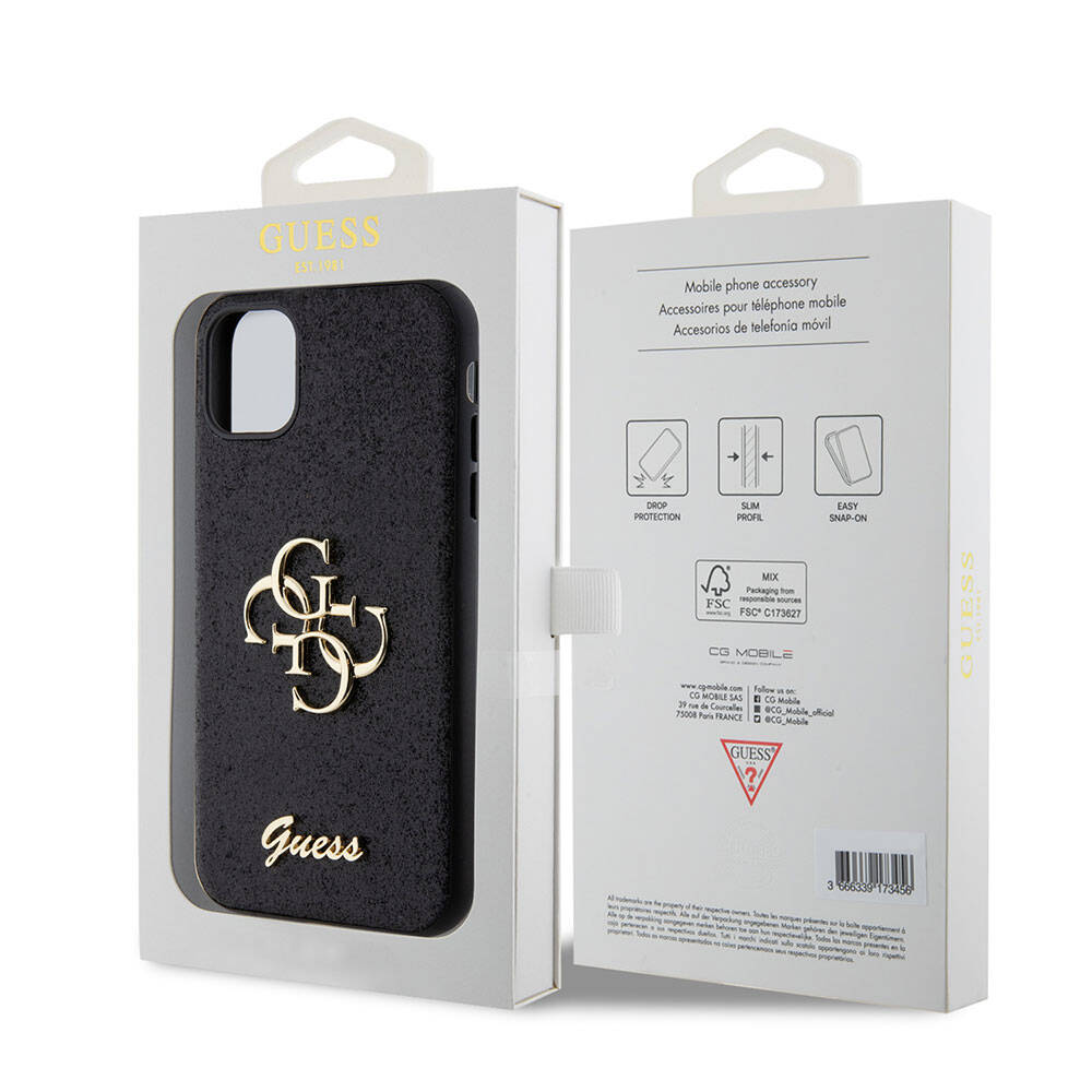 iPhone 11 Kılıf Guess Orijinal Lisanslı 4G Büyük Metal Logolu Glitter Kılıf