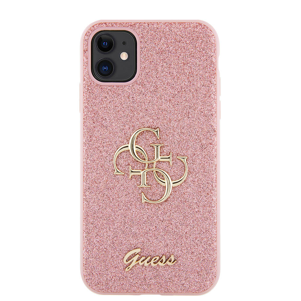 iPhone 11 Kılıf Guess Orijinal Lisanslı 4G Büyük Metal Logolu Glitter Kılıf
