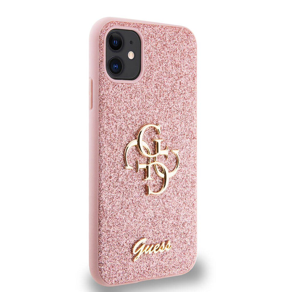 iPhone 11 Kılıf Guess Orijinal Lisanslı 4G Büyük Metal Logolu Glitter Kılıf