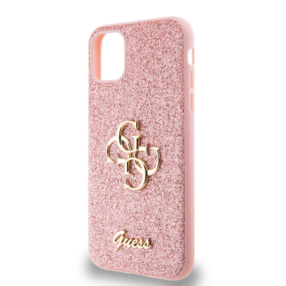 iPhone 11 Kılıf Guess Orijinal Lisanslı 4G Büyük Metal Logolu Glitter Kılıf