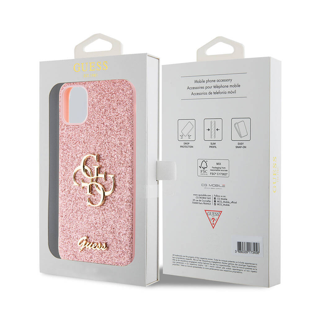 iPhone 11 Kılıf Guess Orijinal Lisanslı 4G Büyük Metal Logolu Glitter Kılıf