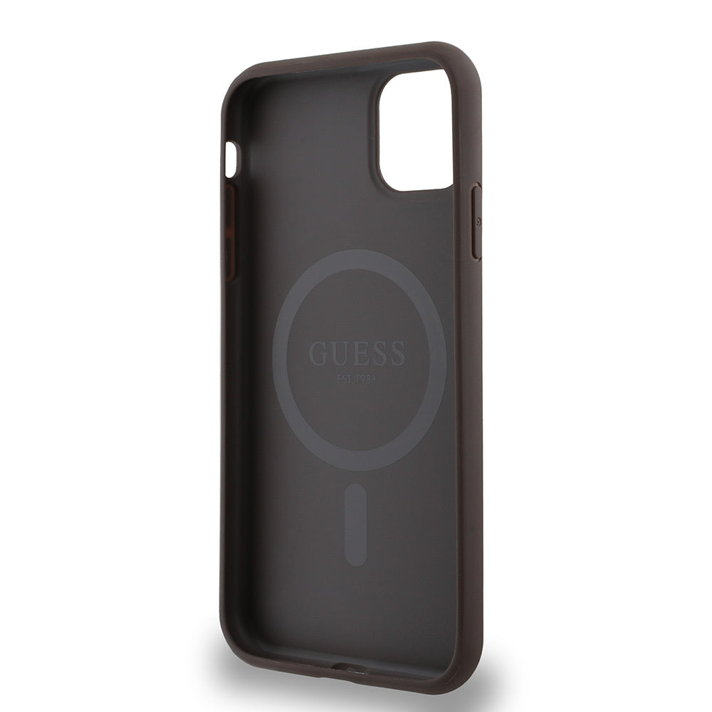 iPhone 11 Kılıf Guess Orijinal Lisanslı M-safe Şarj Özellikli Small 4G Classic Kılıf