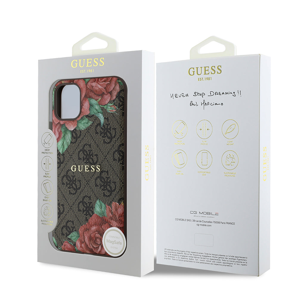 iPhone 11 Kılıf Guess Orijinal Lisanslı M-safe Uyumlu Gül Baskılı 4G Desenli Yazı Logolu Kılıf