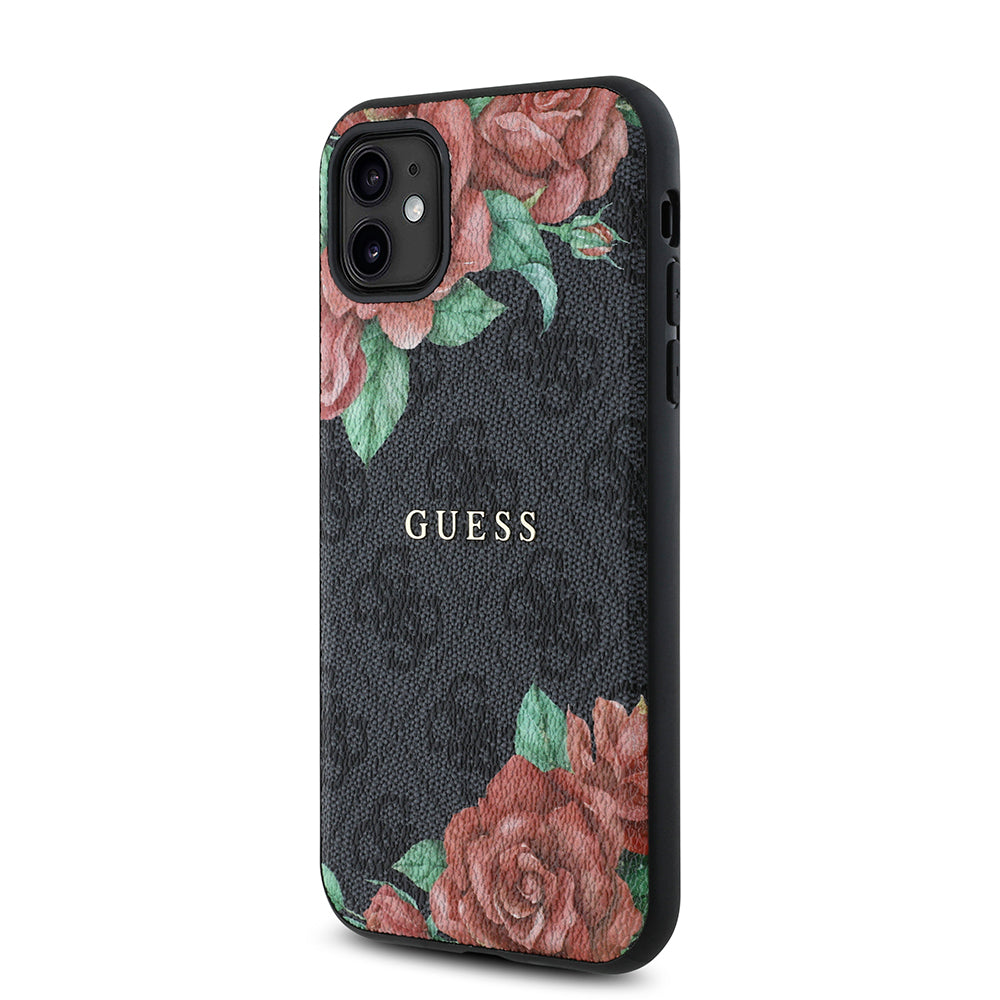 iPhone 11 Kılıf Guess Orijinal Lisanslı M-safe Uyumlu Gül Baskılı 4G Desenli Yazı Logolu Kılıf