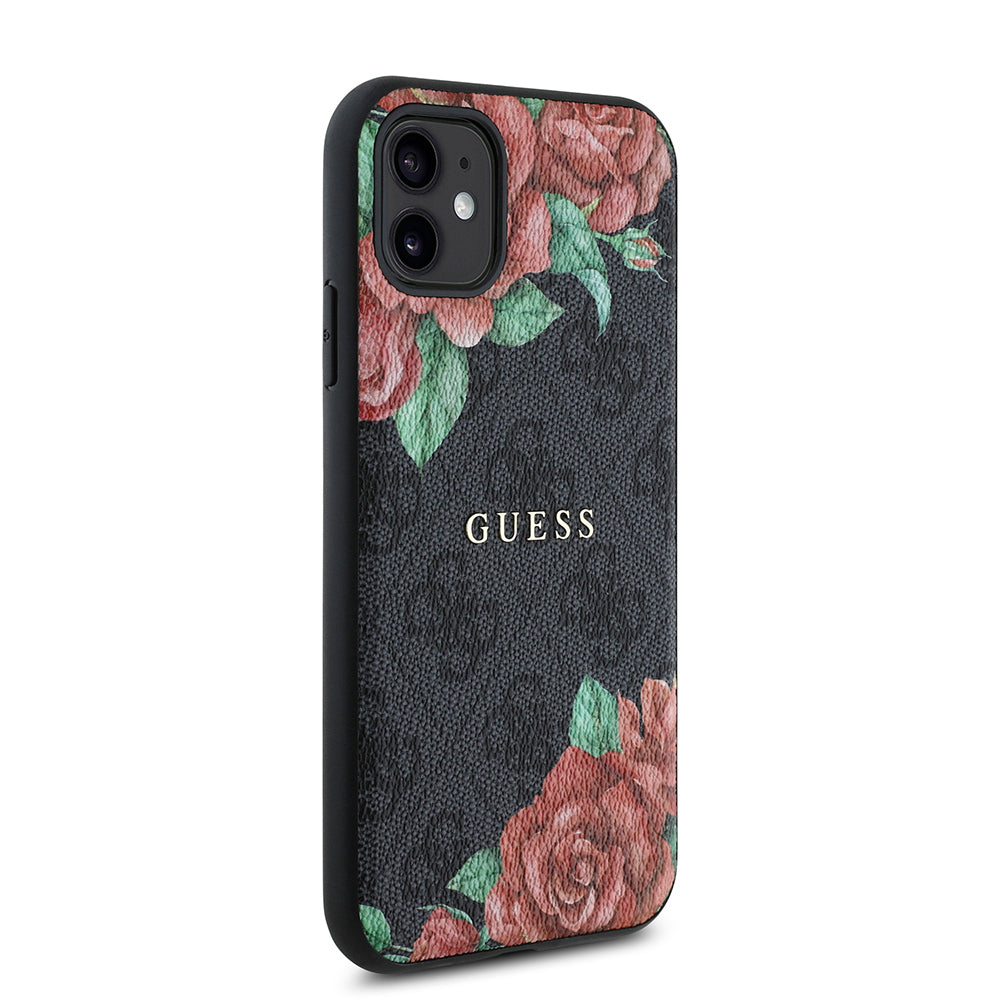 iPhone 11 Kılıf Guess Orijinal Lisanslı M-safe Uyumlu Gül Baskılı 4G Desenli Yazı Logolu Kılıf