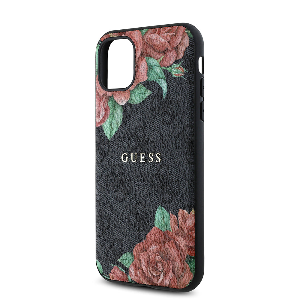 iPhone 11 Kılıf Guess Orijinal Lisanslı M-safe Uyumlu Gül Baskılı 4G Desenli Yazı Logolu Kılıf