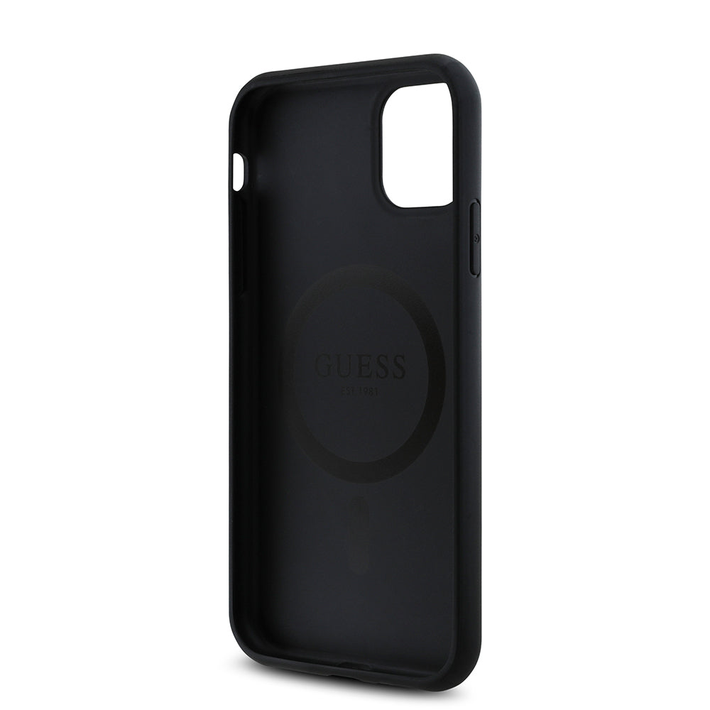iPhone 11 Kılıf Guess Orijinal Lisanslı M-safe Uyumlu Gül Baskılı 4G Desenli Yazı Logolu Kılıf